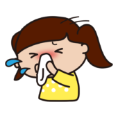 鼻をかむ子供（女の子）