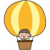 子供が乗った黄色い気球