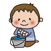 掃除のお手伝いをする子供（男の子）