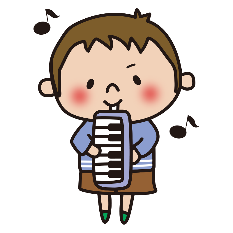鍵盤ハーモニカを弾く子供（男の子1）