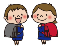 制服でランドセルを背負う子供たち1