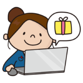 パソコンでプレゼントを購入するお局さん（女性）