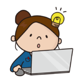 パソコンを操作して閃いたお局さん（女性）