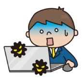 パソコンがウイルス感染してしまった新入社員の男の子