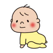ハイハイする赤ちゃん（黄）