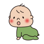 ハイハイする赤ちゃん（緑）