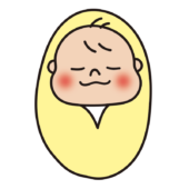 おくるみに包まれている赤ちゃん（黄色）