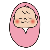 おくるみに包まれている赤ちゃん（ピンク）