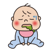 緑色のものを吐いた赤ちゃん