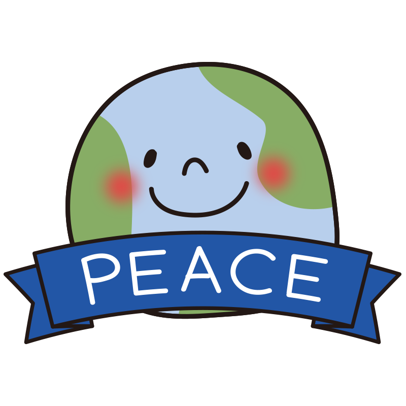 Peace 平和 のリボンと地球の無料 フリー イラスト てがきっず 可愛い手描きイラスト 保育園 小学校 Pta向けのフリー素材