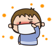 花粉症で目を痒がる子供（男の子）