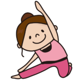 ヨガのかんぬきのポーズをする女性