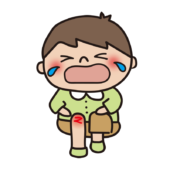 足を怪我して泣く子供（男の子）