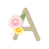 丸いお花のついたアルファベットのA