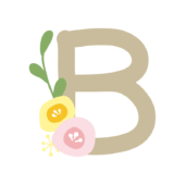 丸いお花のついたアルファベットのB