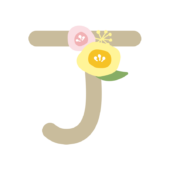 丸いお花のついたアルファベットのJ