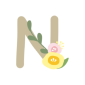 丸いお花のついたアルファベットのN