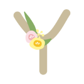 丸いお花のついたアルファベットのY