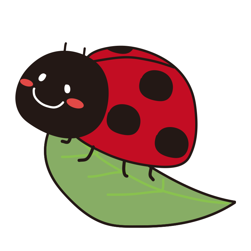 葉っぱに乗るほっぺの赤いてんとう虫