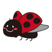 飛んでいるほっぺの赤いてんとう虫