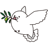 オリーブの葉をくわえた白いハト