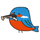 魚を食べる小鳥のカワセミ