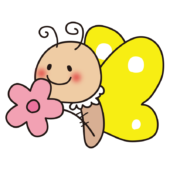 花を持った黄色いちょうちょ