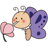 花の蜜を吸う紫色のちょうちょ