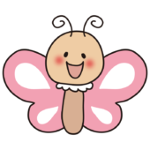 正面を向いているピンクのちょうちょ