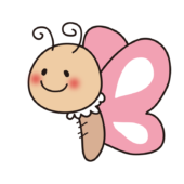 横向きのピンクのちょうちょ