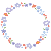 青い花の丸い枠