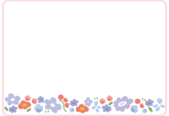 青い花とピンクの枠（横）