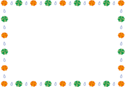 傘と雨の枠2（横）