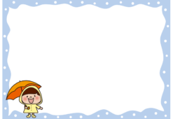 傘をさした女の子の枠（横）