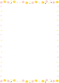 ピンクと黄色の丸いお花の枠（縦）