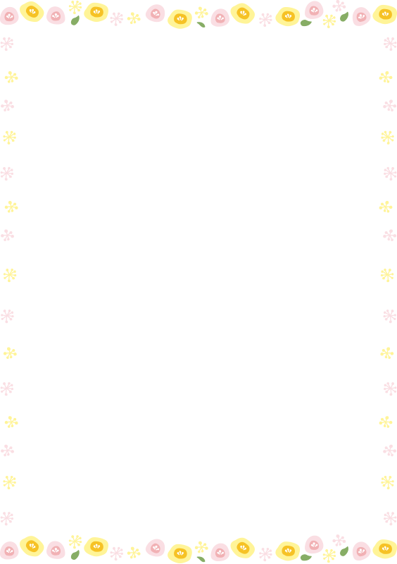 ピンクと黄色の丸いお花の枠（縦）