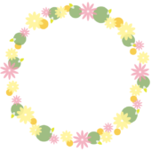 透明感のある花の丸い枠