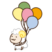 風船で空に飛ばされるヒツジ