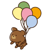 風船で空に飛ばされるクマ