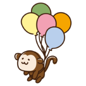 風船で空に飛ばされるサル