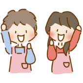 頑張るぞとエイエイオーをしている保育士