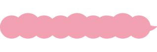 ピンクの塗りつぶしの長いお団子みたいな吹き出し