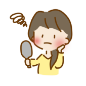肌の調子が悪いのを鏡で確認するゆるくて可愛い女の子