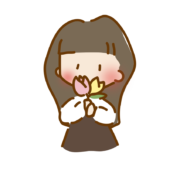 チューリップの花を持っているゆるくて可愛い女の子