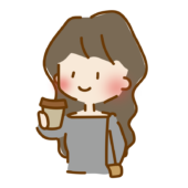 コーヒーを持っているゆるくて可愛い女の子