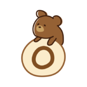 数字の0に乗るクマ