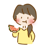 スイカを食べるゆるくて可愛い女の子