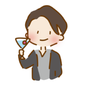 お酒を持っているゆるくて可愛い男の子