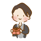 プレゼントを持っているゆるくて可愛い男の子