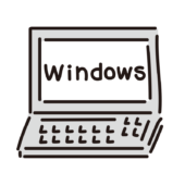 Windowsと表示されているノートパソコン